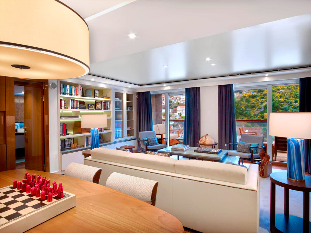 The Owner's Suite living room on-board the Viking Star